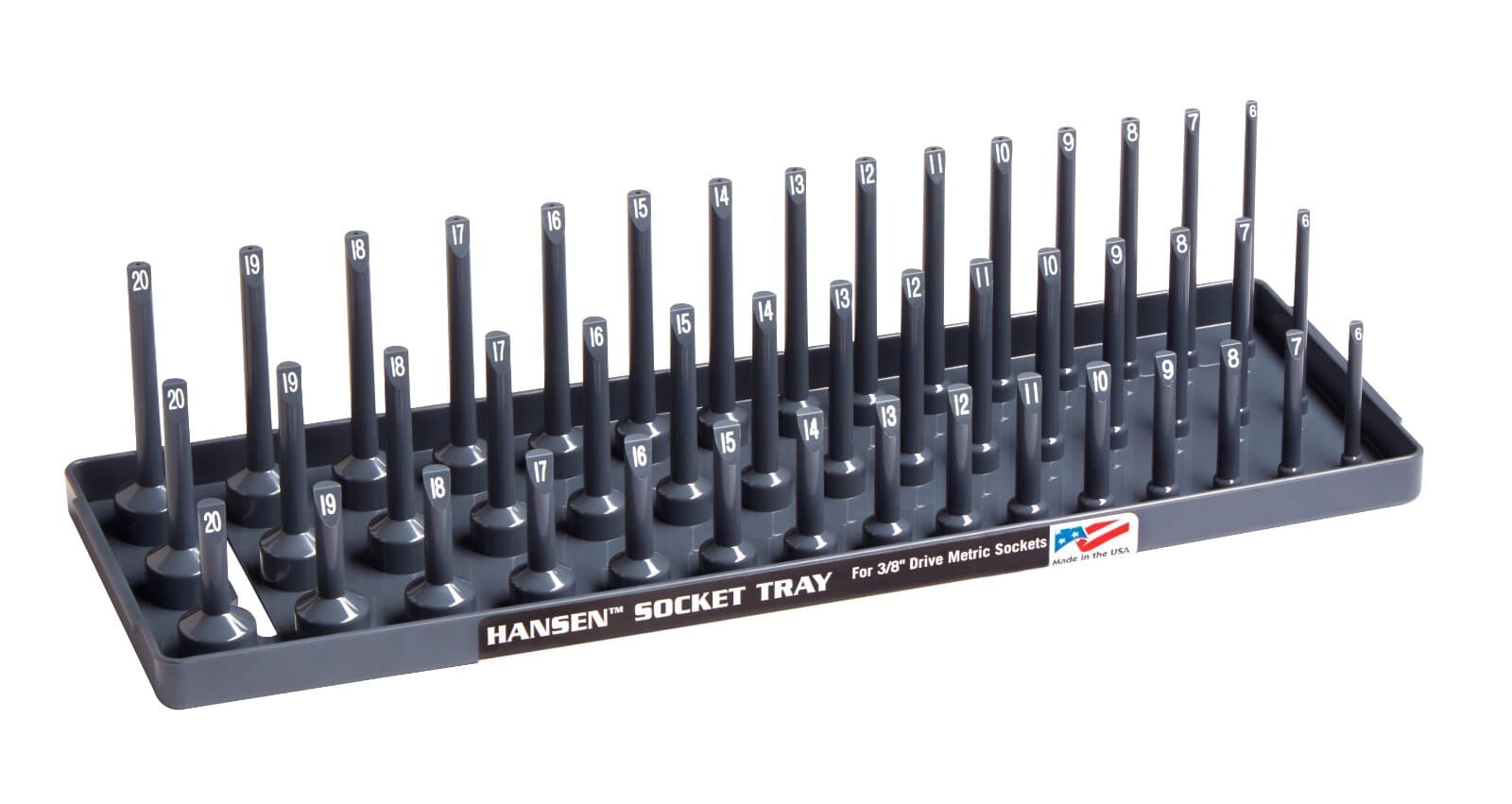Hansen 3 Row Socket Organizers|Tool Tray Holders|1/4" 3/8" 1/2"|Orange&Grey|USA 4