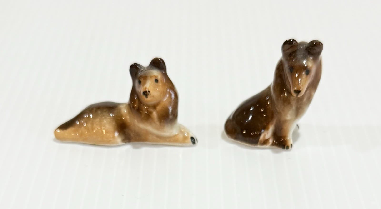 Vintage COLLIE Miniature Porcelain Bone China Dog Family Lot Of 5 3
