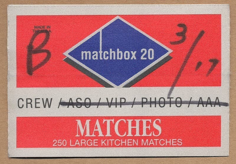 Matchbox 20 - RARE working / crew sticky passes (set of 3) 3
