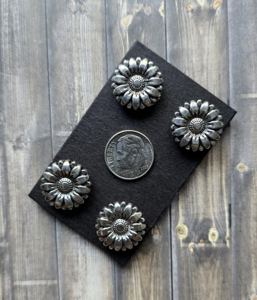 4 piece Silver Sunflower Magnetic Pins . Hunt Seat, Western.  Hat magnetic Pins. 3