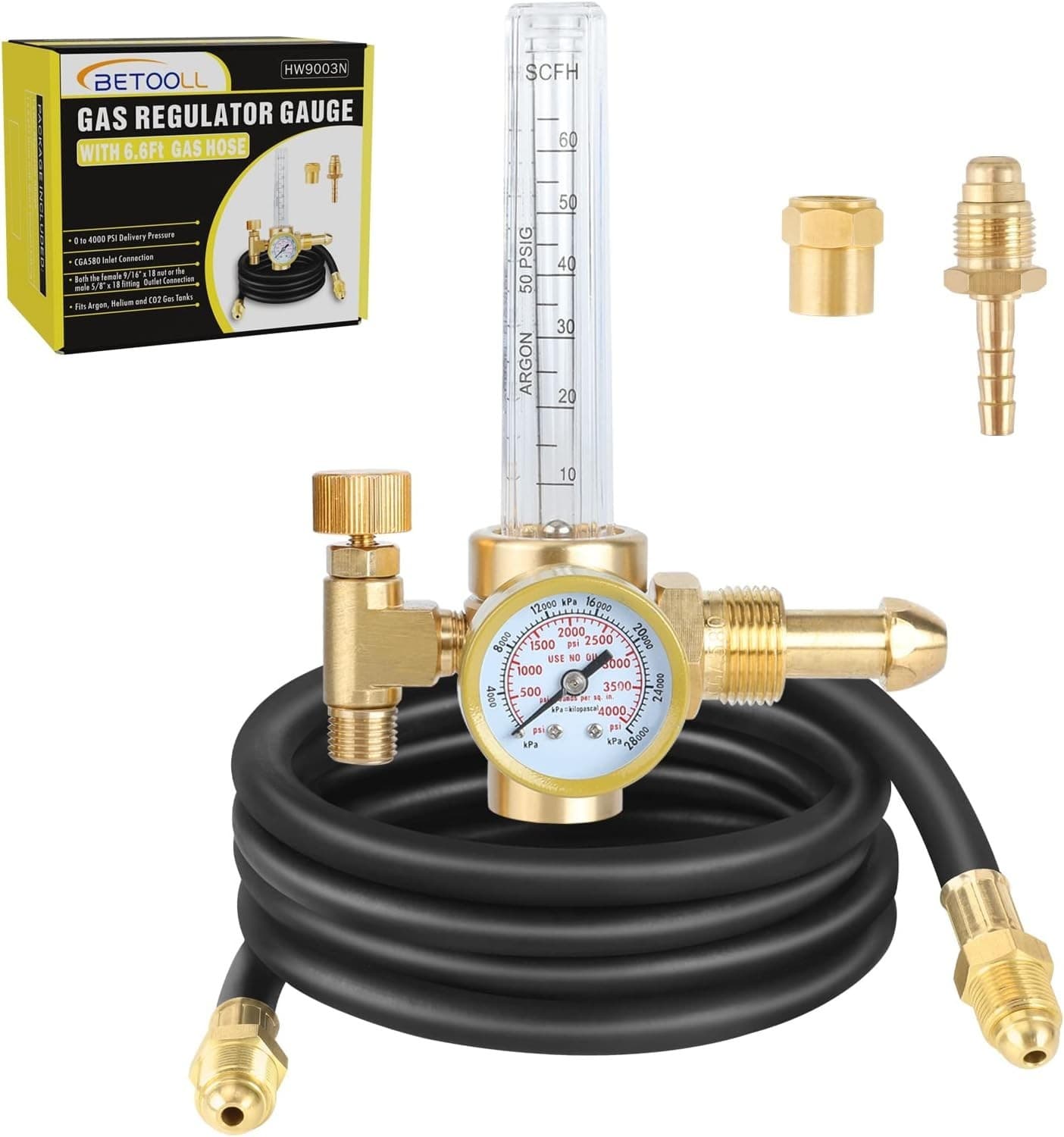 6.6Ft Argon Flow Meter Regulator with Pressure Gauge for Safe Welding Projects 3