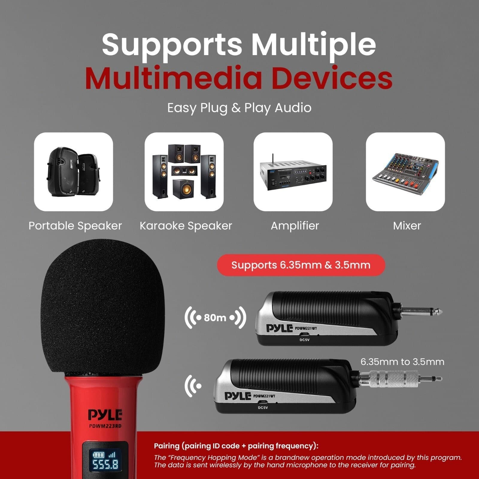 Pyle Addressable UHF 4 Channel Wireless Microphone System 4