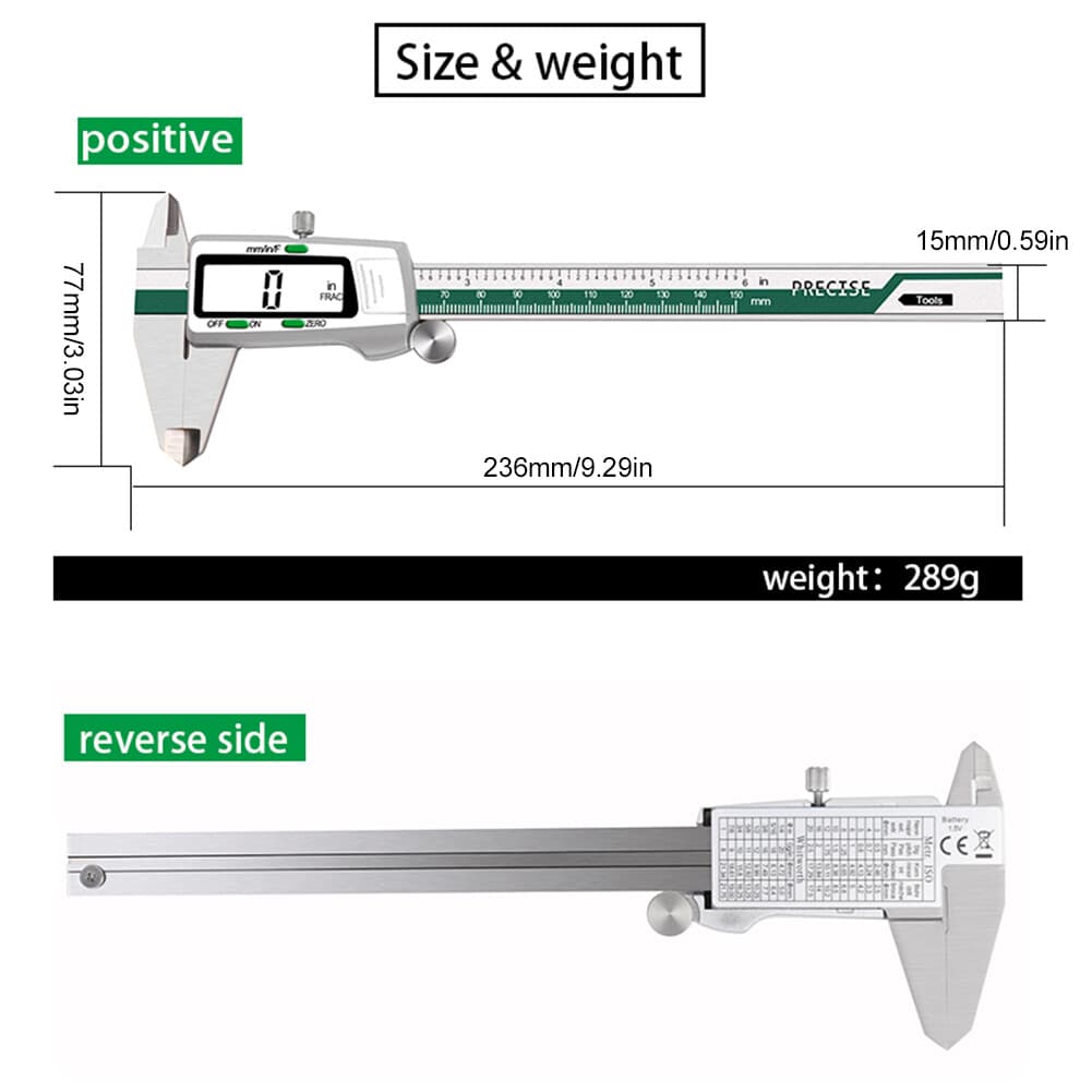 0–6" Digital Display LCD Vernier Caliper Fraction/MM/Inch High Precision w/ Case 2