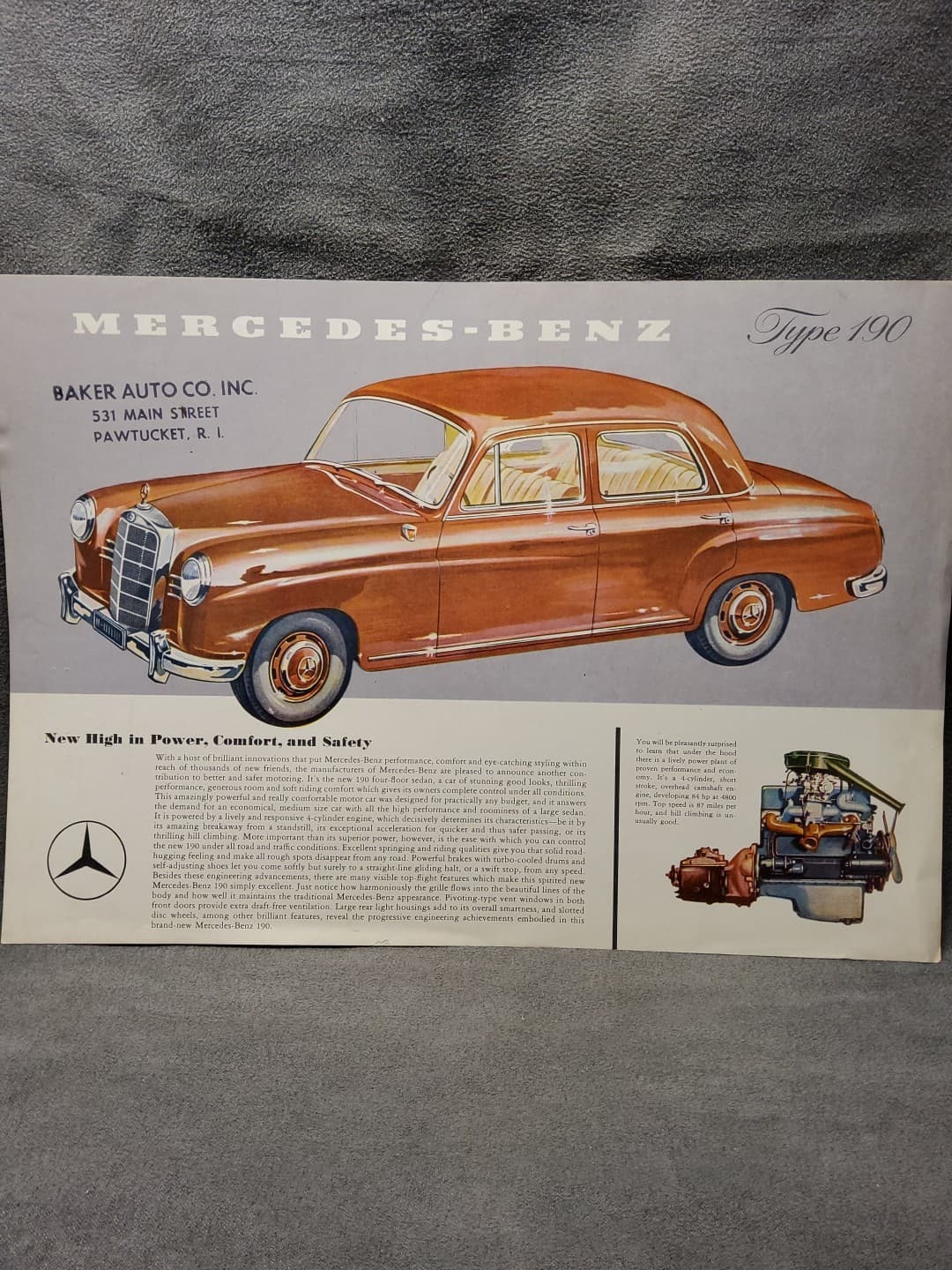 1956-1959 Mercedes Benz 190 W121 Catalog 190 Sedan Sales Brochure Sheet 1958