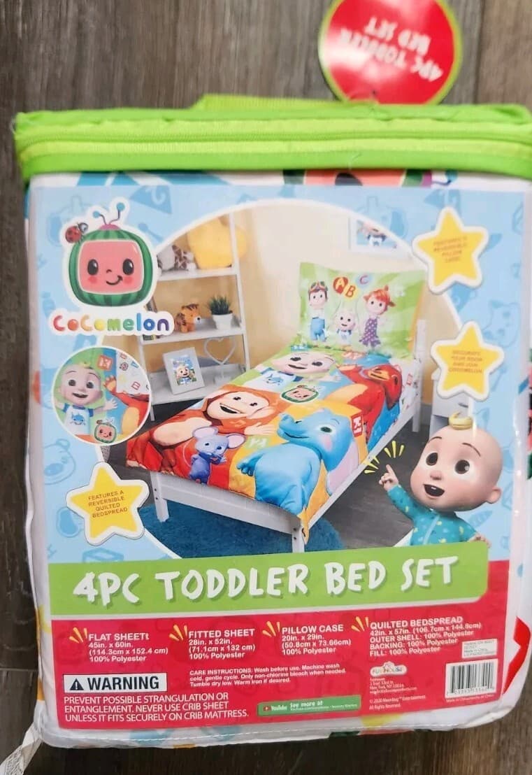 Cocomelon 4-Piece Toddler Bedding Set Sheets Bedspread Pillowcase New