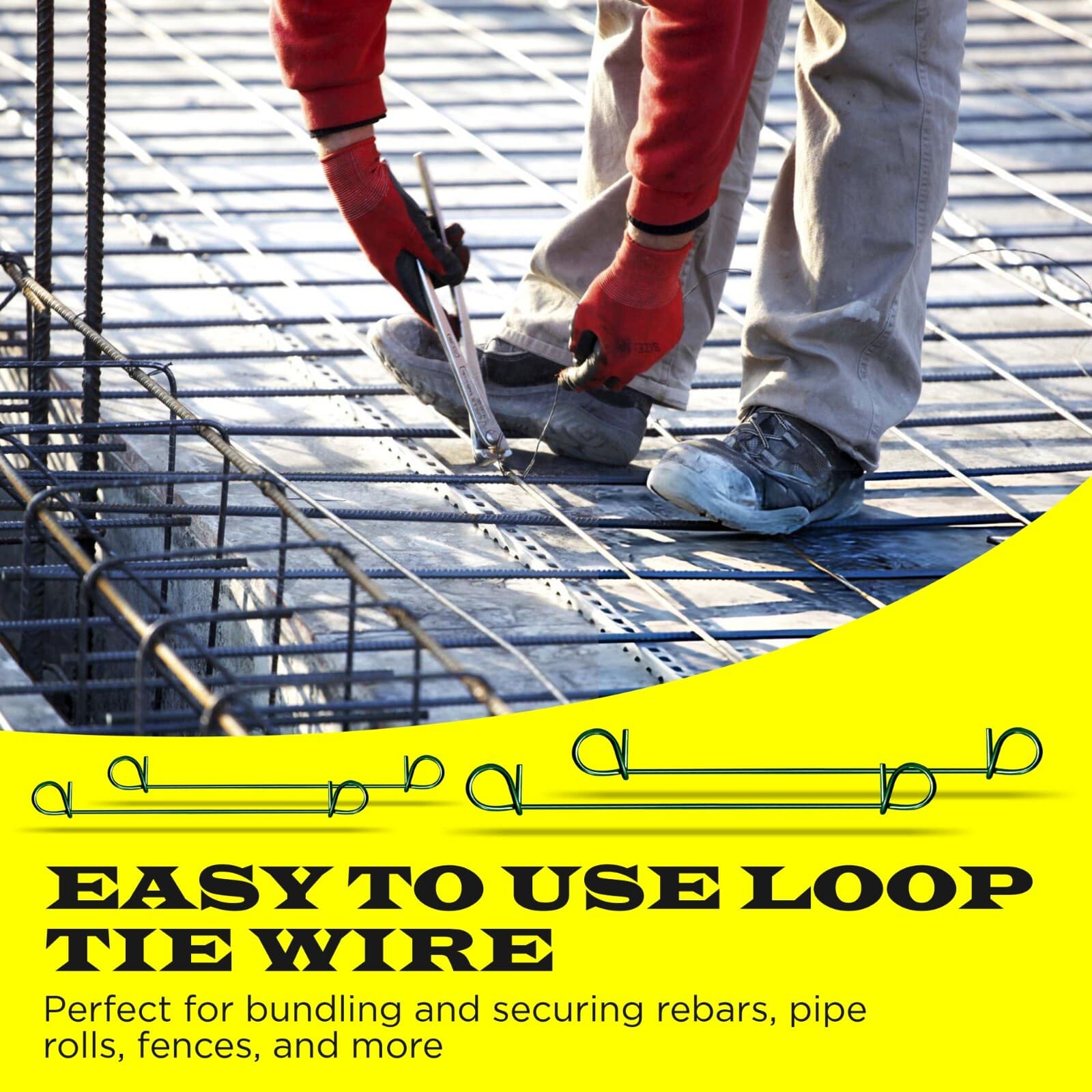 8 Inch x 1000pc GREEN PVC COATED Double Loop Rebar Wire Tie, 17 Gauge SIMBASTEEL 4