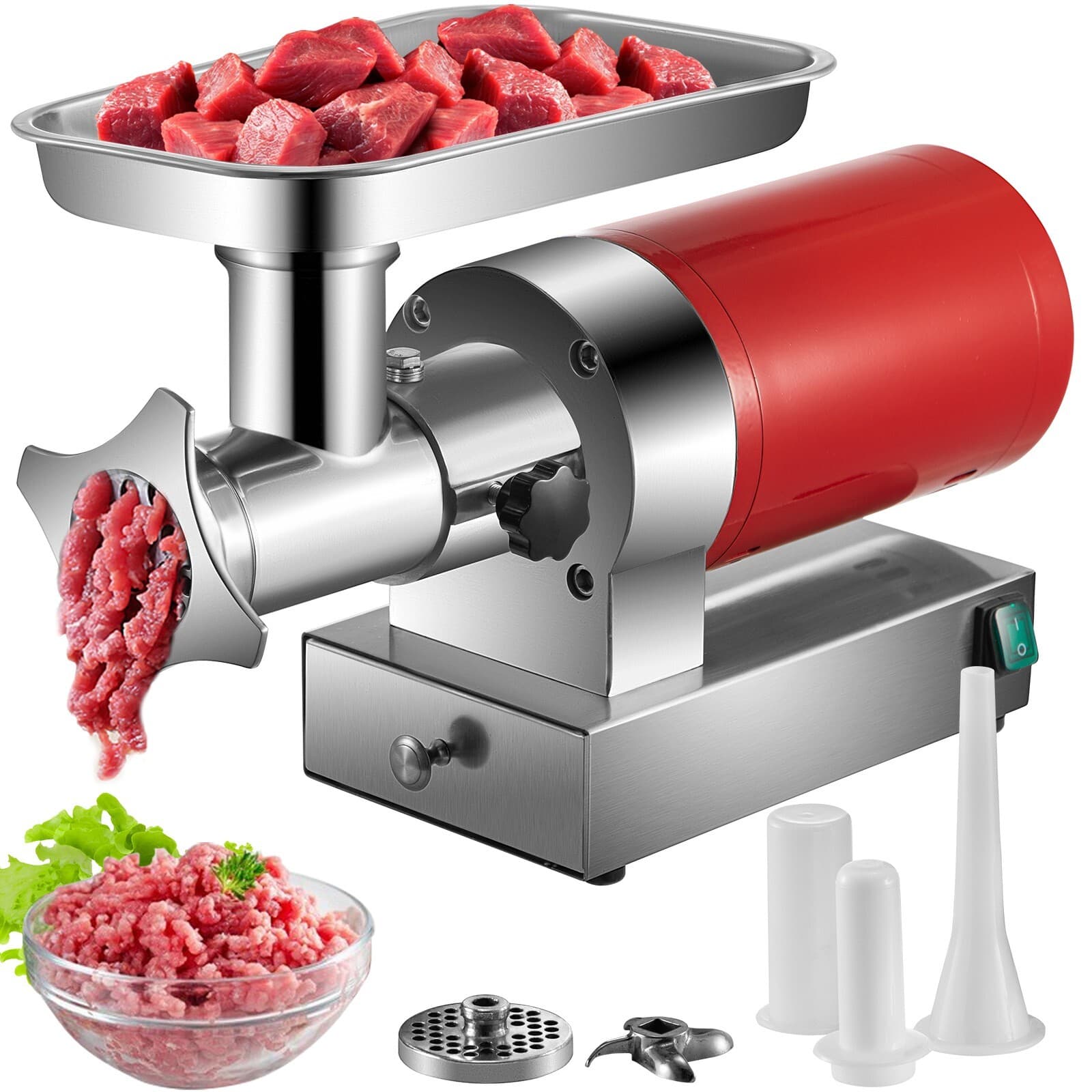 Commercial 660lbs/h Meat Grinder Electric 1.5HP Sausage Stuff Filler Meat Mincer