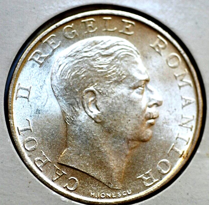 RARE Romania 1939 250 LEI  Silver Coin  KM #57  * Top Grade! 5