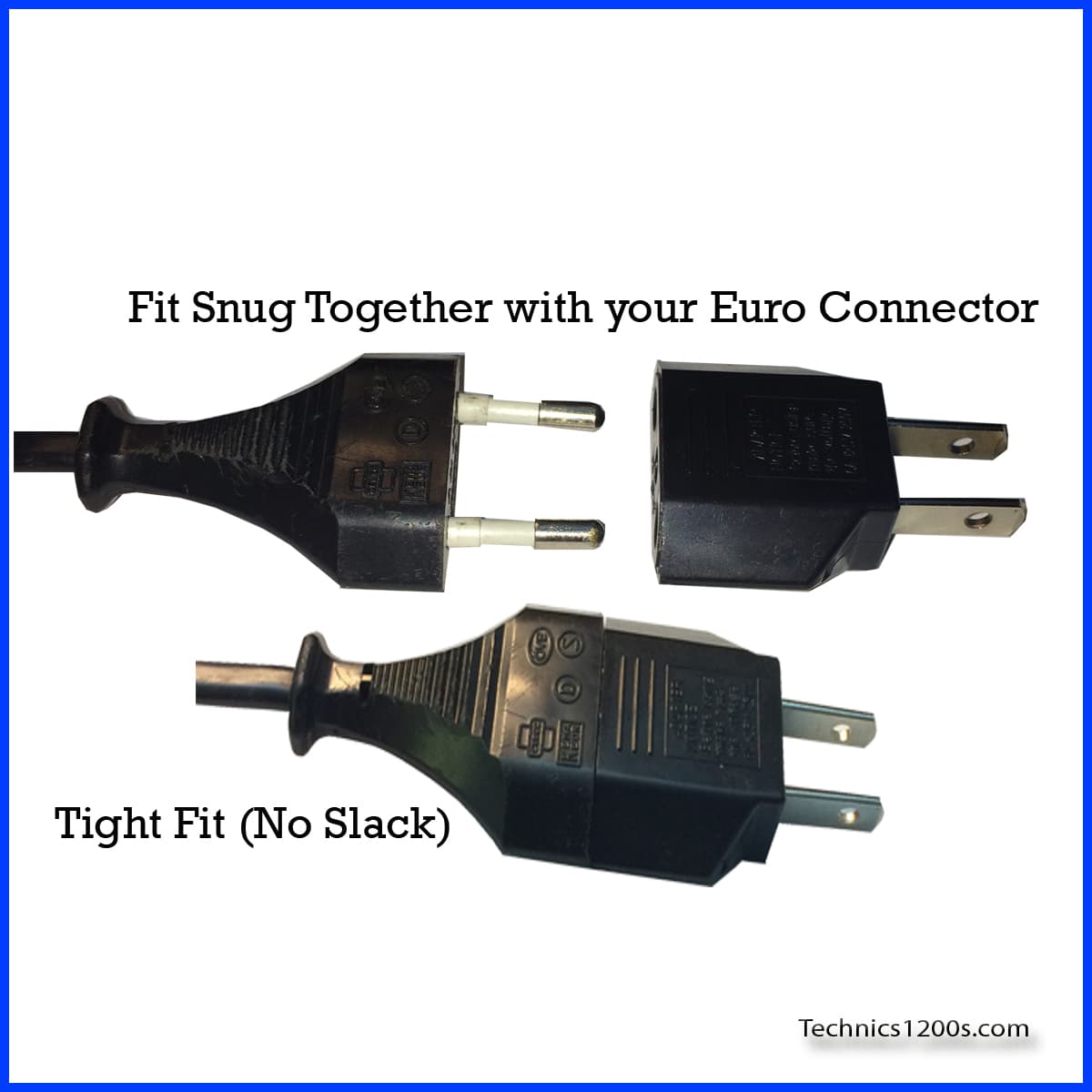 Technics SL 1200 1210 Turntable 2 Pin Plug Adapter European to USA North America 2