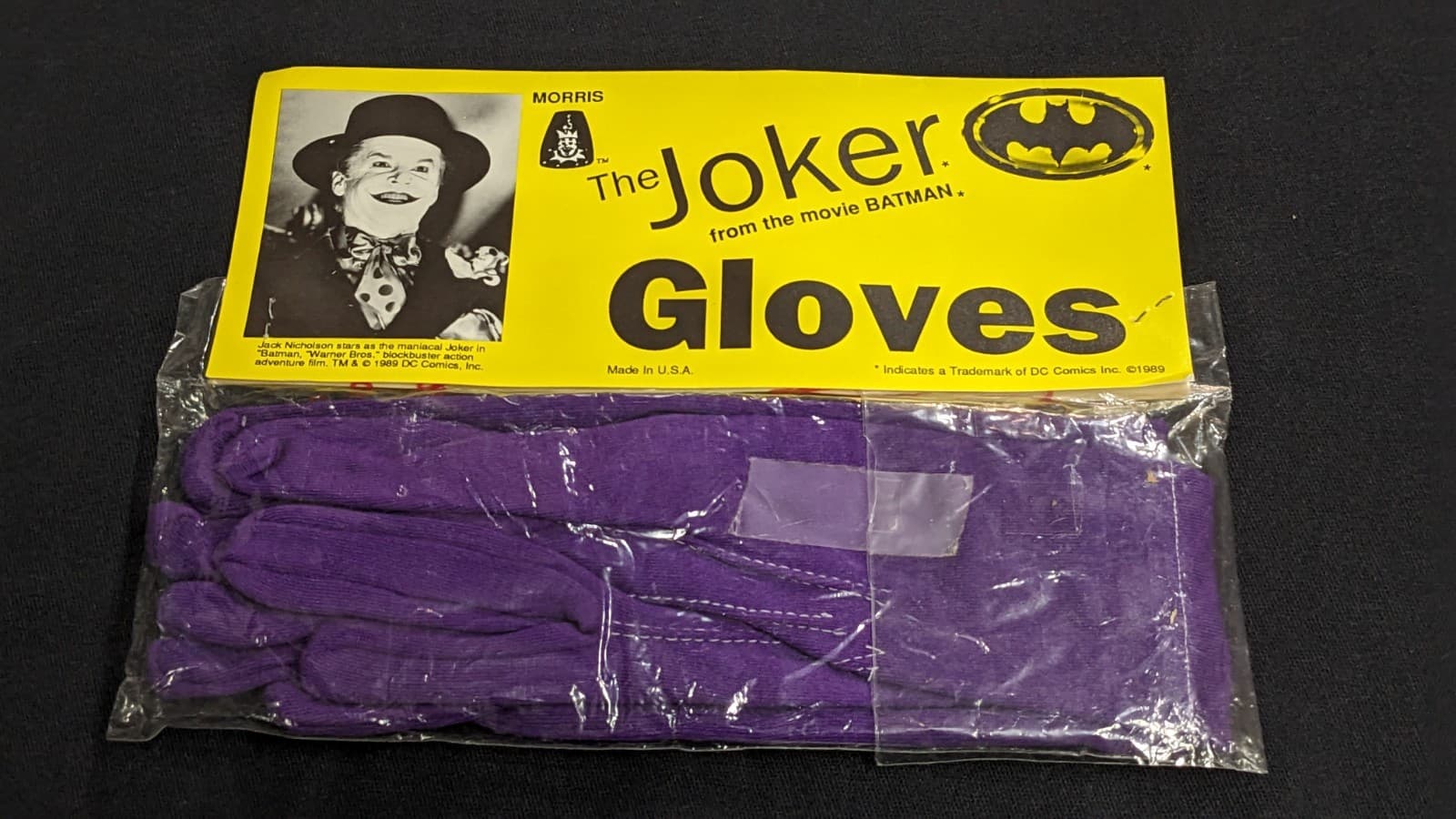 1989 Morris DC BATMAN '89 Jack Nicholson The Joker Gloves- New In Sealed Package 3