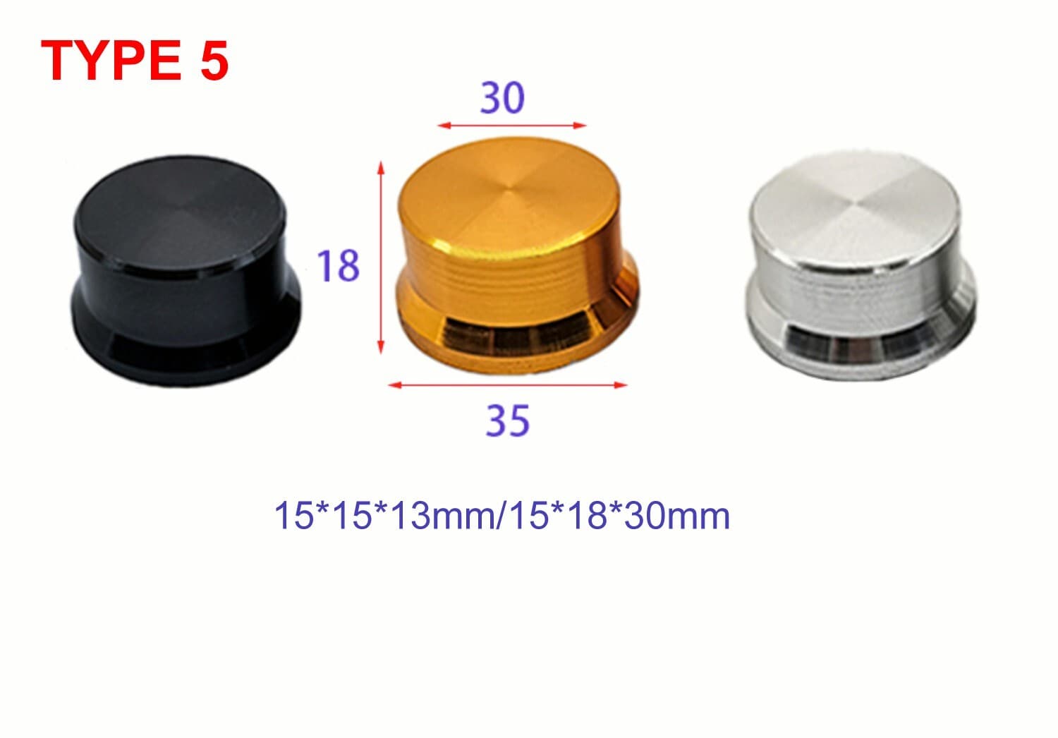 6pcs Volume Control Rotary Knobs for 6mm Dia Knurled D Shaft Potentiometer 4