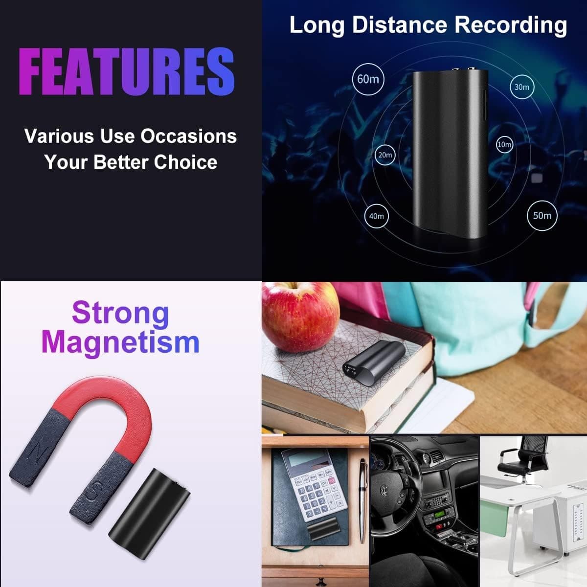 Voice Activated Recorder 16GB 240 Hr Spy Mini MP3 Digital Audio Recording Device 5