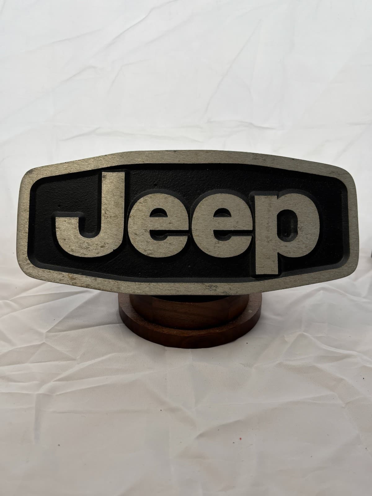 Vintage Jeep 2" Hitch/Tow Cover Metal Black w/Silver Raised "JEEP" in Silver