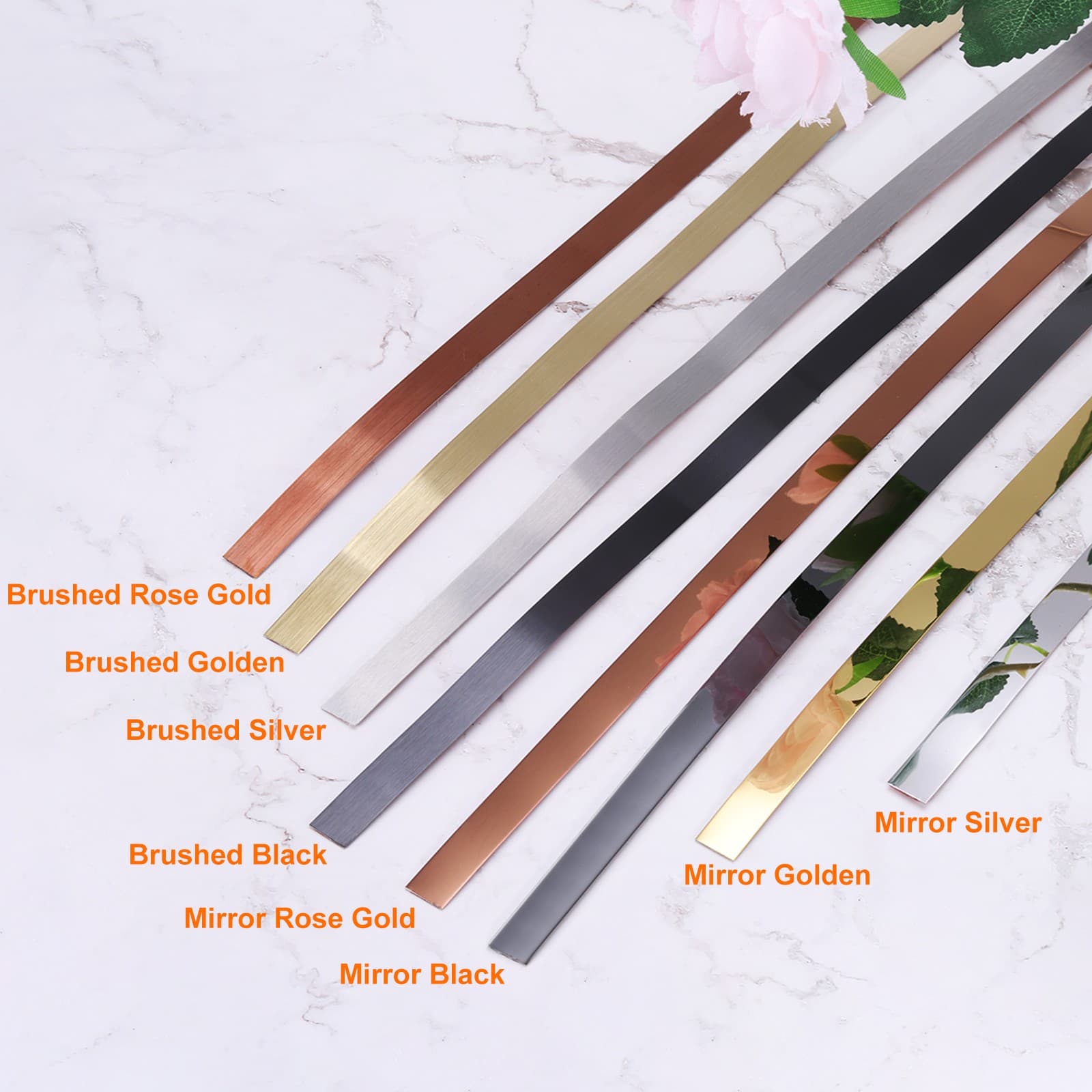 39.4ft x 1.18" Wall Trim Self Adhesive Stainless Steel Mirror Finish Trim Golden 4