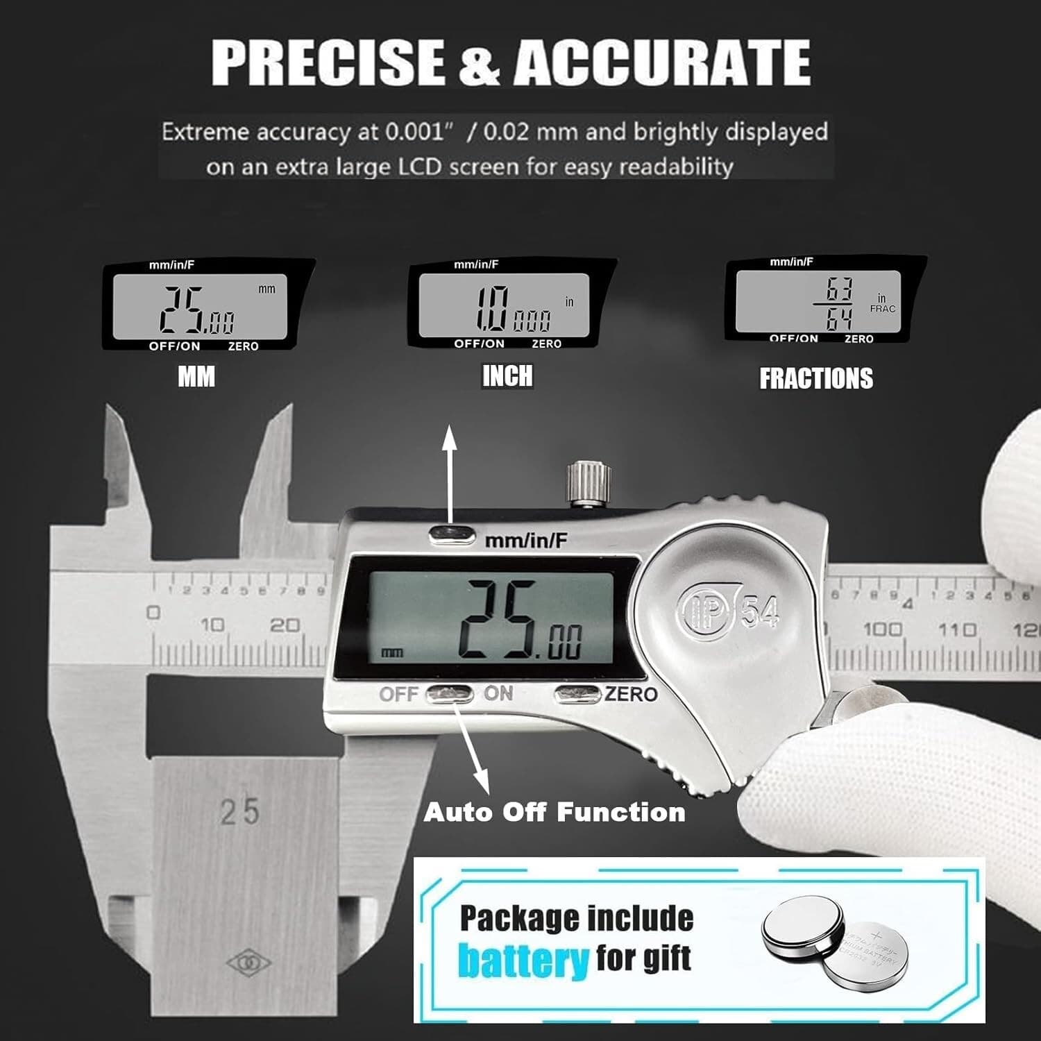 Digital Caliper Micrometer Measuring Tool 6 Inch /150mm Stainless Steel Electron 5