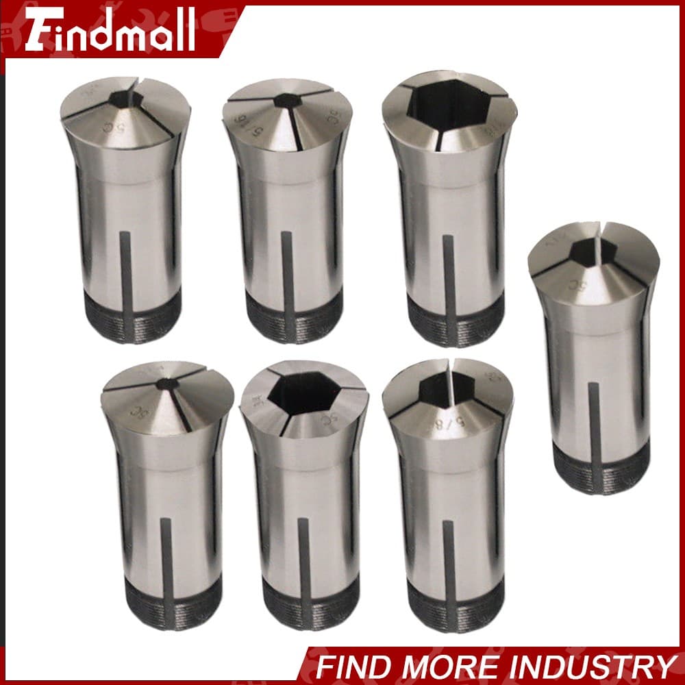 New 7PC 5C Hex. Collet Set 1/4", 5/16", 3/8", 1/2", 5/8", 3/4", 7/8" 0.0006TIR 3