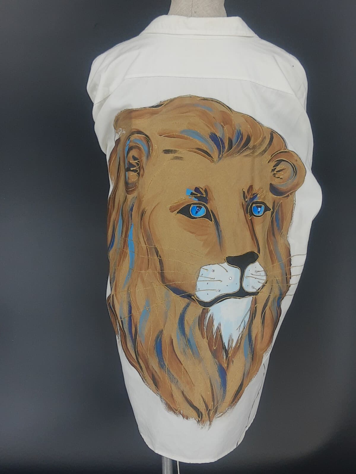 VTG Hand Painted Lion Shirt Julie A California 80's 90's Artsy Streetwear