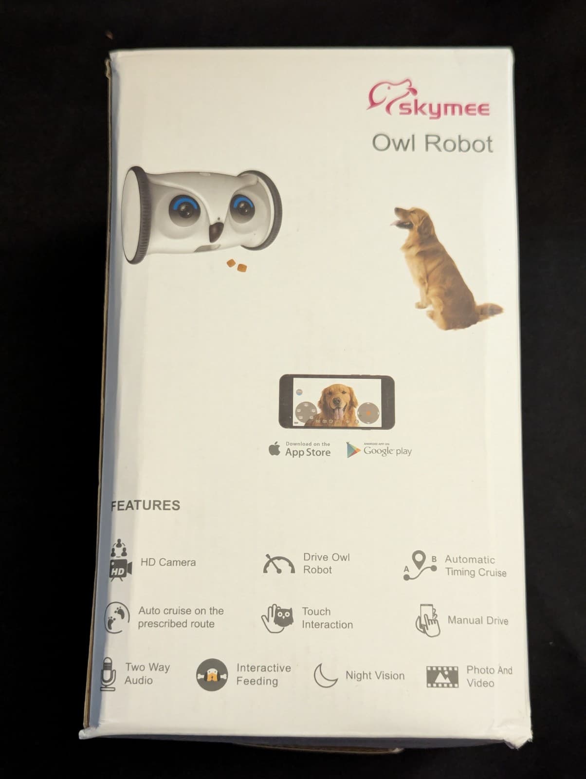 SKYMEE Owl Robot Pet Cam+ Food/Treat Dispenser Interactive Feeding 2 Way Audio 2