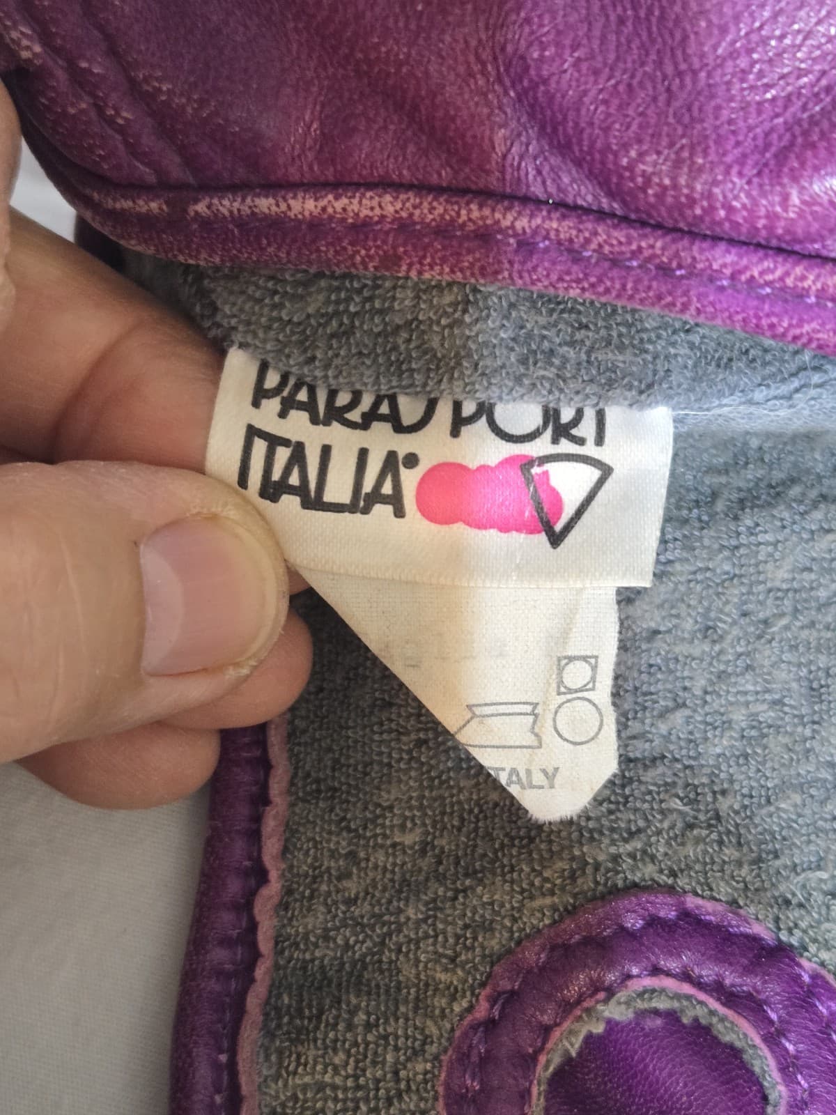 Vintage ParaPort Italia Skydiving Leather Helmet Purple Pink Made in Italy 4