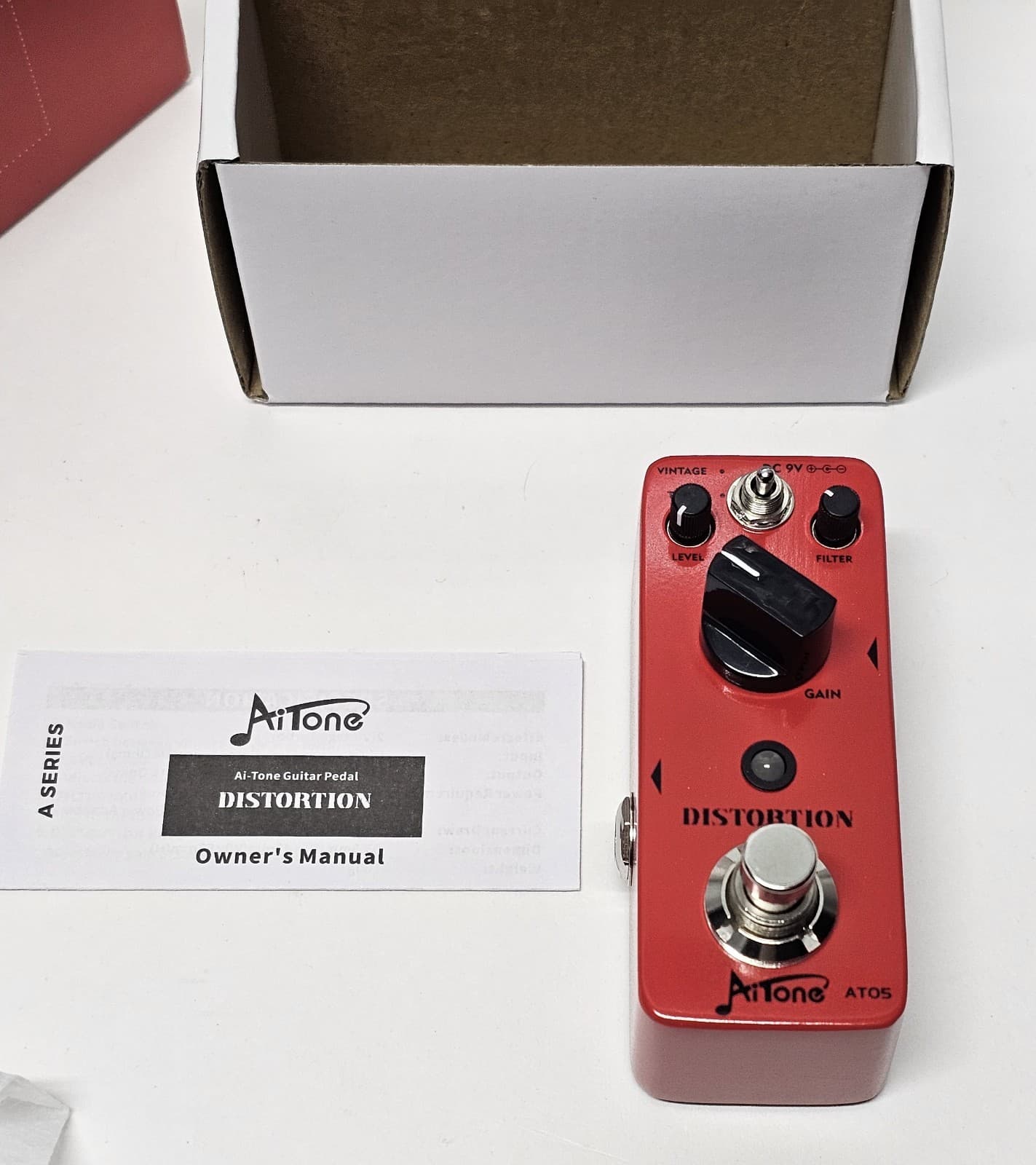 AITONE Distortion Pedal Mini Electric Guitar Effect w/2 Modes True Bypass At-05 6