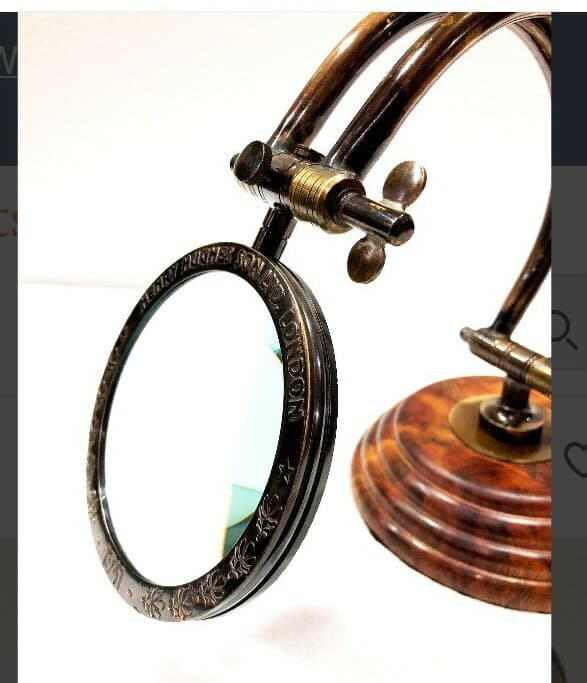 Antique Brass Magnifying glass wooden glasses  Office Decorative Nautical  2