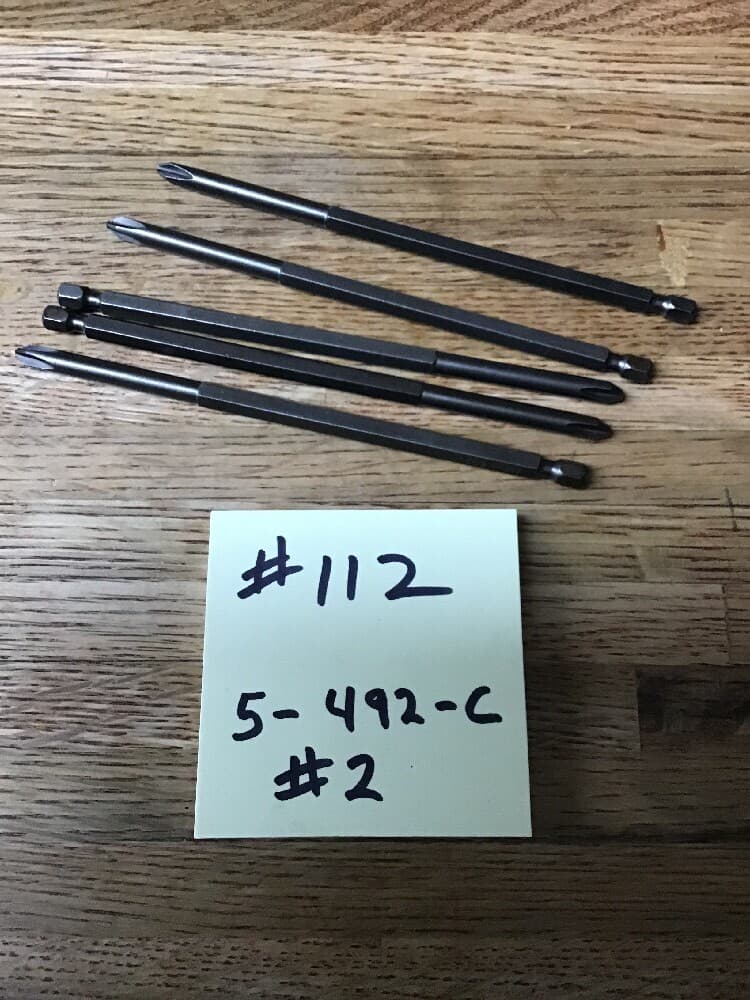 Lot of 5 New Apex  492-C. #2 Phillips Bits 6" Long