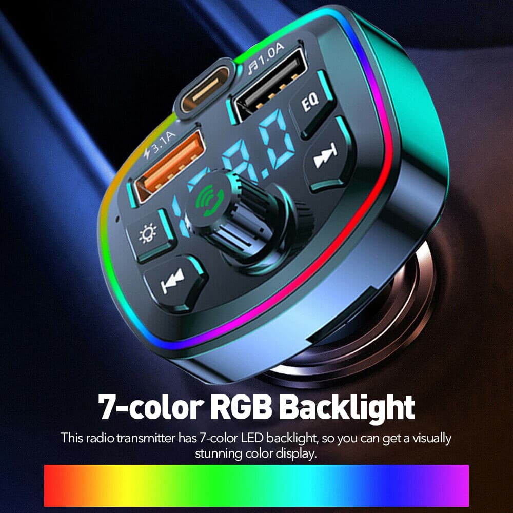 Bluetooth 5.0 Car Wireless FM Transmitter Adapter 2USB PD Charger Hands-Free ✎ 5