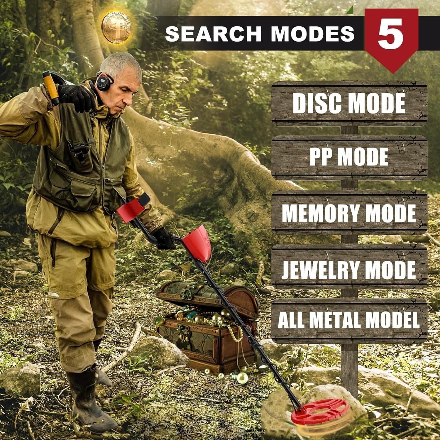 Metal Detector Adults  Waterproof  10" Inch Search Detecting Gold Coin Treasure 3