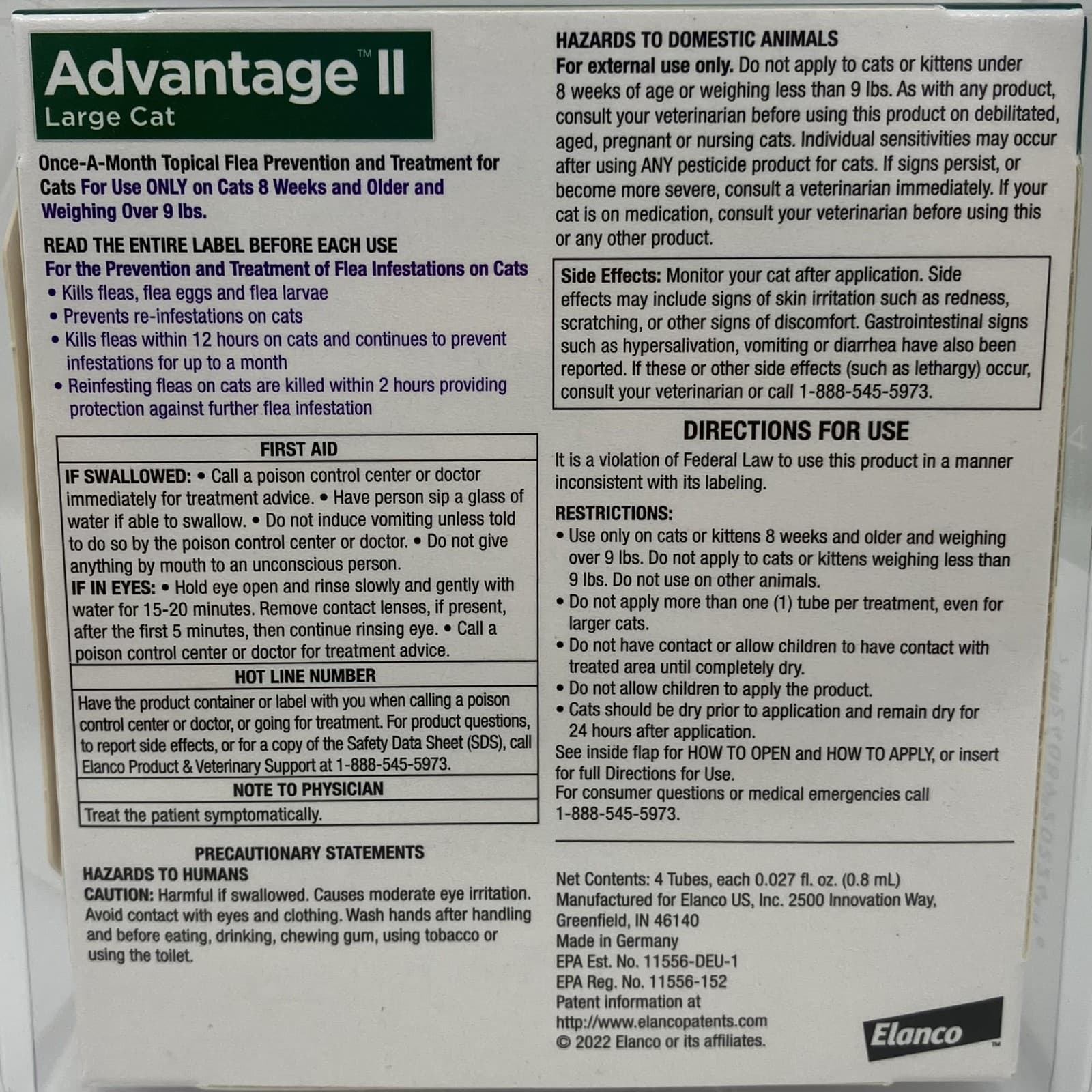 Advantage II for Cats over 9 lbs - 4 Pack - US EPA APPROVED - 5