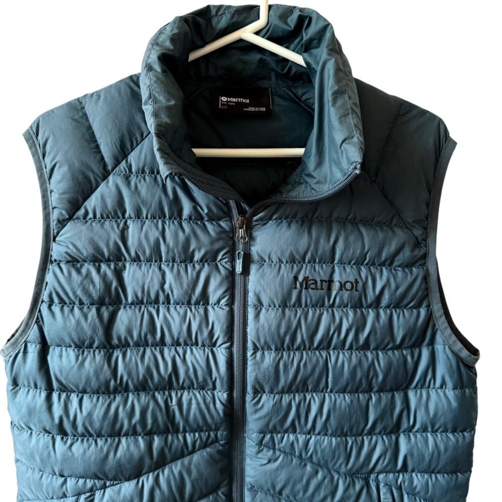 MARMOT DUCK DOWN QUILTED PUFFER VEST MENS SM TEAL ACTIVE OUTDOORS PERFORMANCE 3