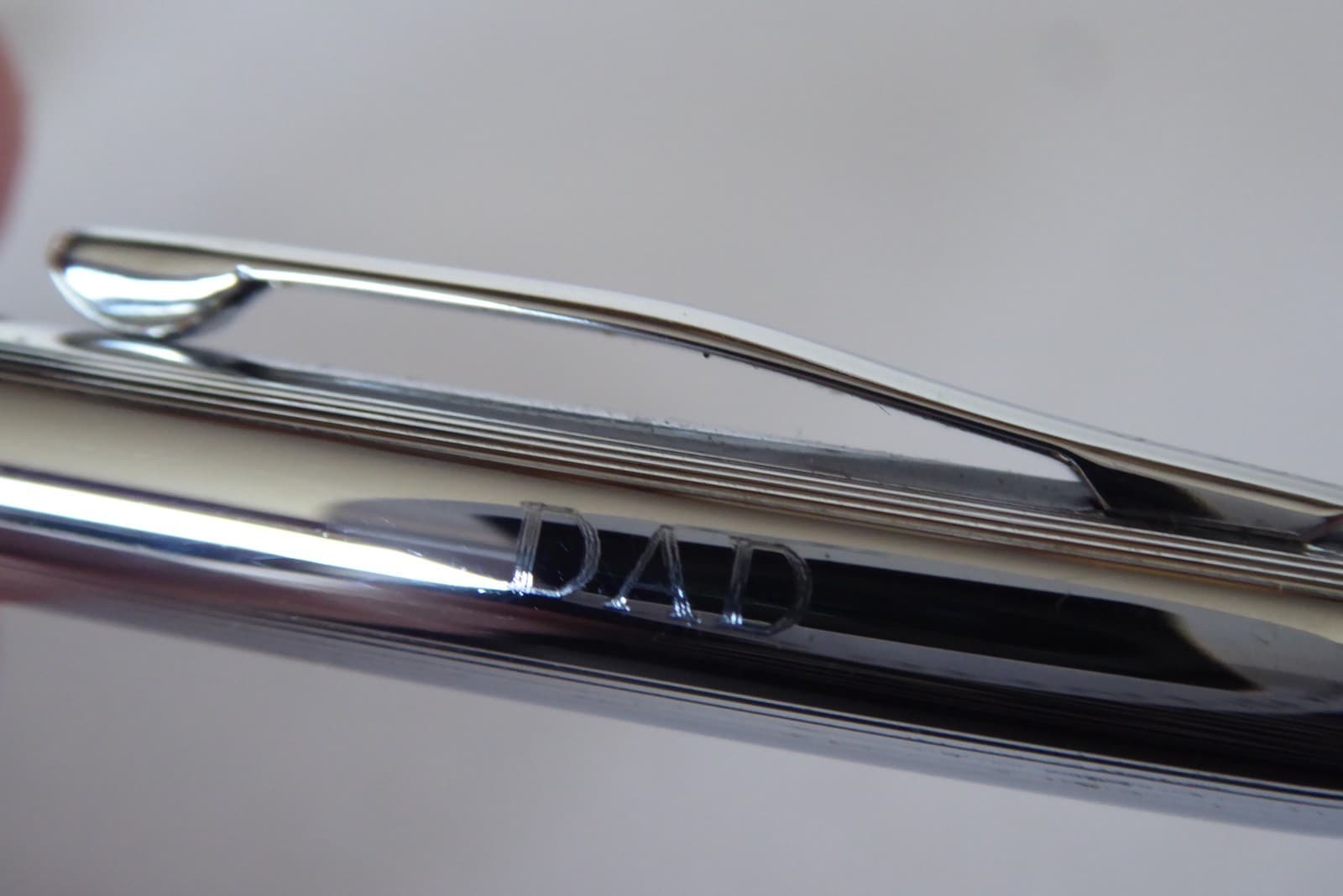 Vintage Cross Classic Rollerball Chrome Pen 5.25" Long Black Ink Engraved DAD 4