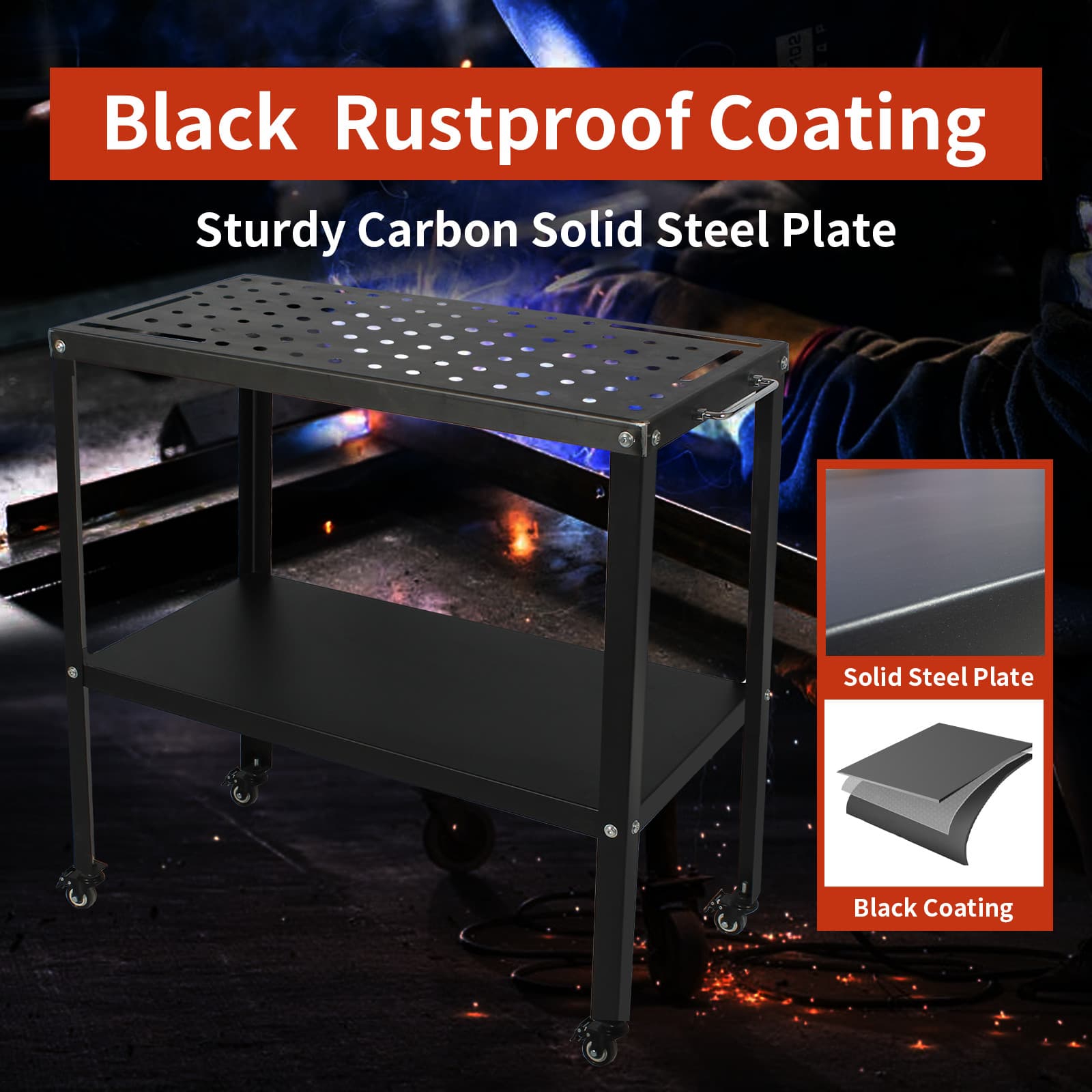 36x18in Welding Table 1200lbs Load Capacity Industrial Workbench with 5/8" Holes 4