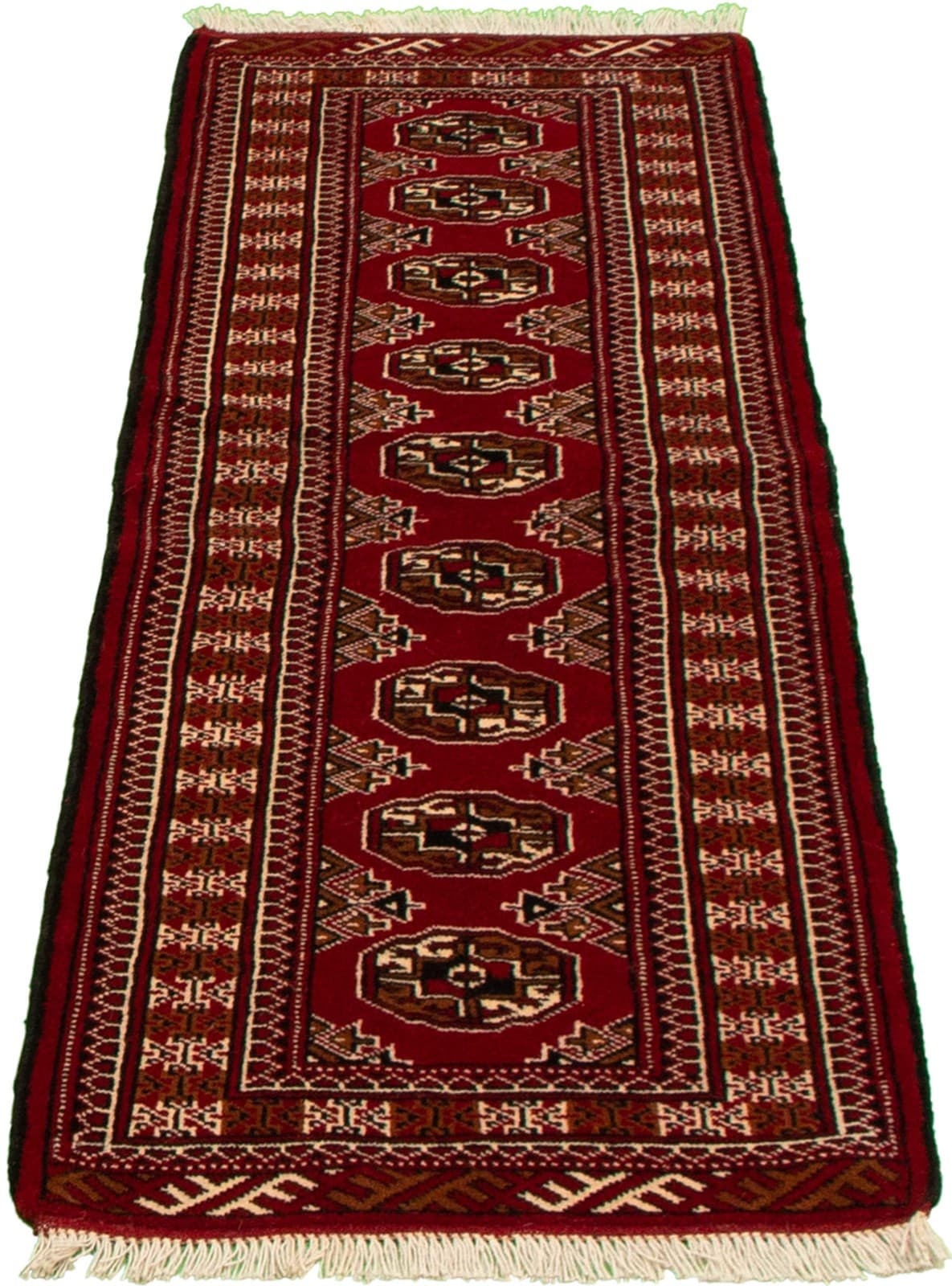 Traditional 2'1" x 6'3" Vintage Bordered Hand-Knotted Carpet Wool Area Rug 3