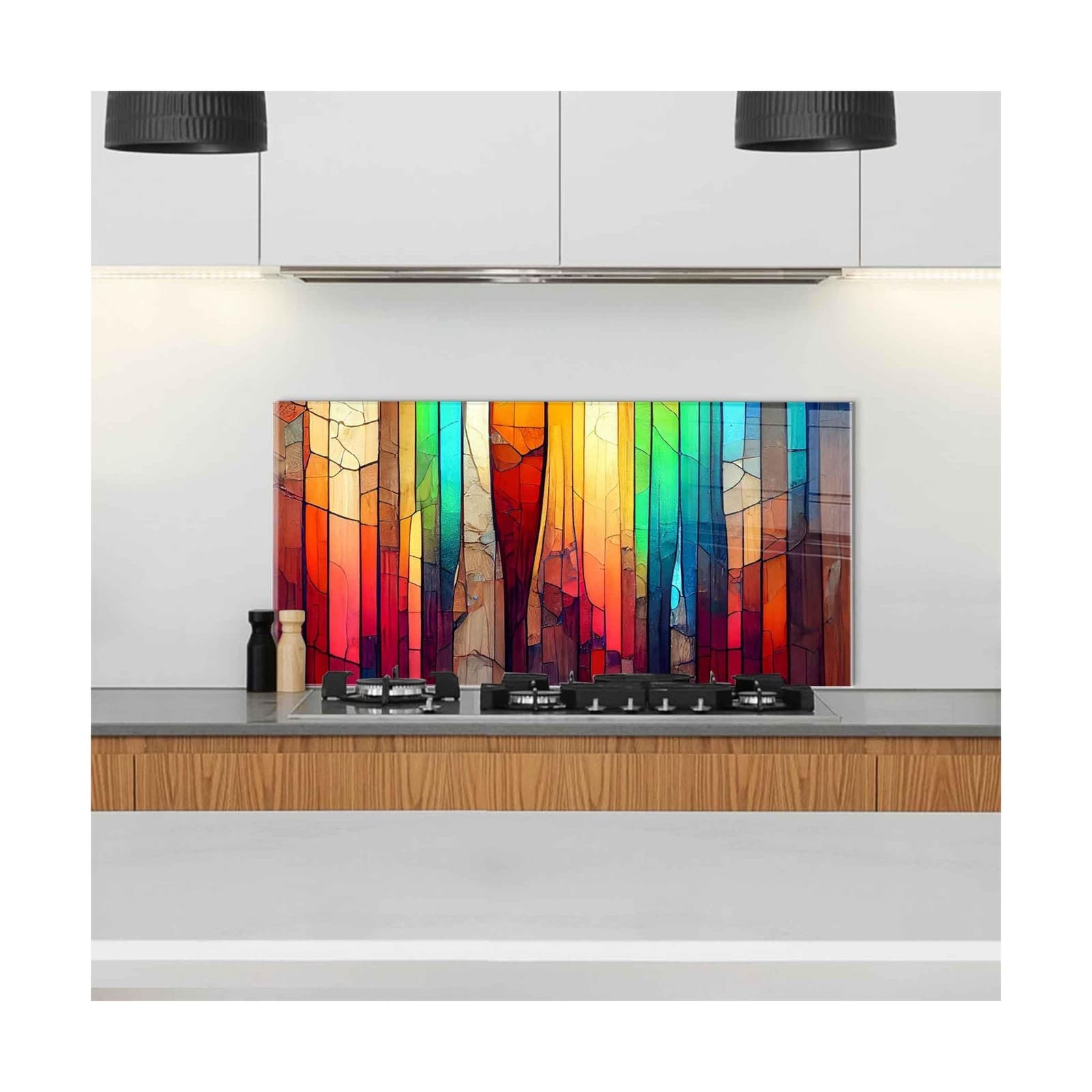 Tempered Glass Kitchen Backsplash, Stove Back Top Cover, Glass Splashback, Cu... 4