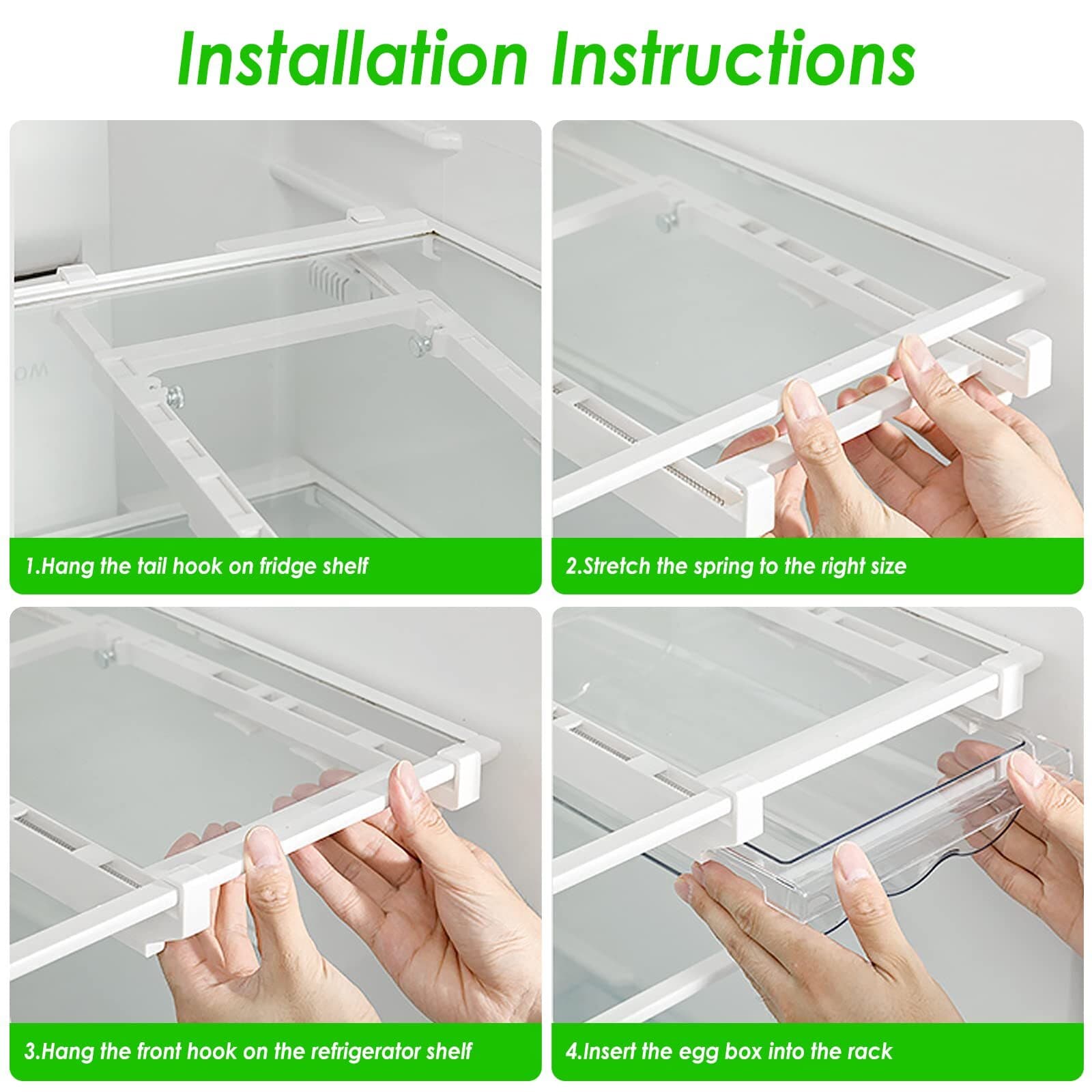 1 Pcs Pull Out Refrigerator Egg Drawer Organizer Bins Hanging Storage Trays 5