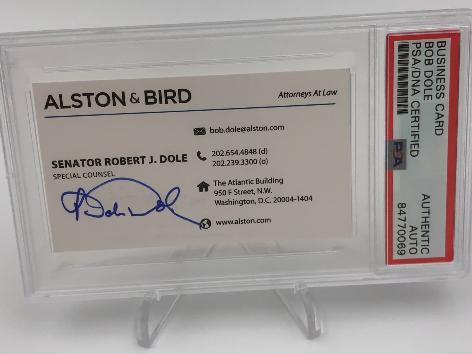 Senator ROBERT DOLE PSA AUTO Authentic Signed BUSINESS Card ALSTON & BIRD KANSAS 5