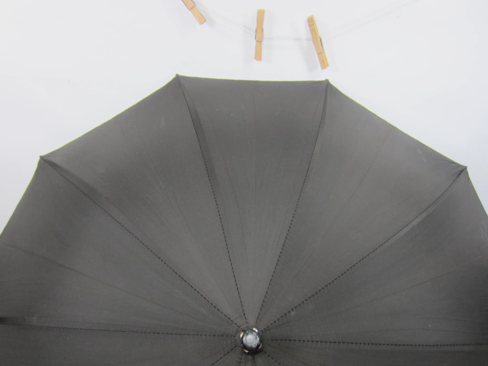 Vintage Toledo Rhinestone Handled Black Umbrella w/Cover 5