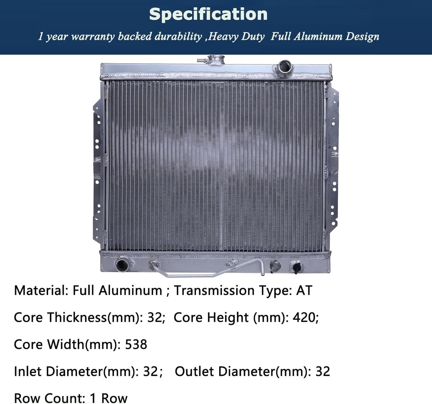 1130 Aluminum Radiator for Isuzu Trooper 2.6L,L4 - OE Spec Full Aluminum Design 2