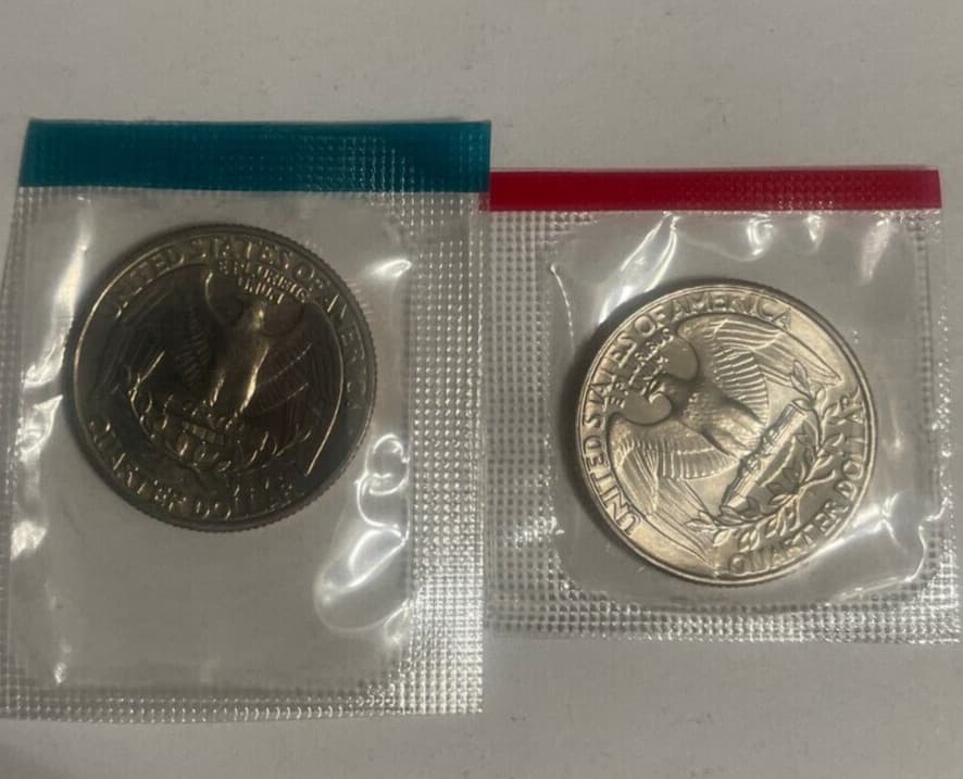 1980 Washington Quarter P&D in mint cello 2