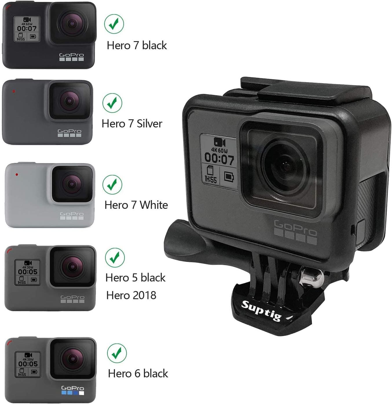 the Frame Case Housing Mount for Gopro Hero 7 Black, Hero 7 Silver, Hero 7 White 2