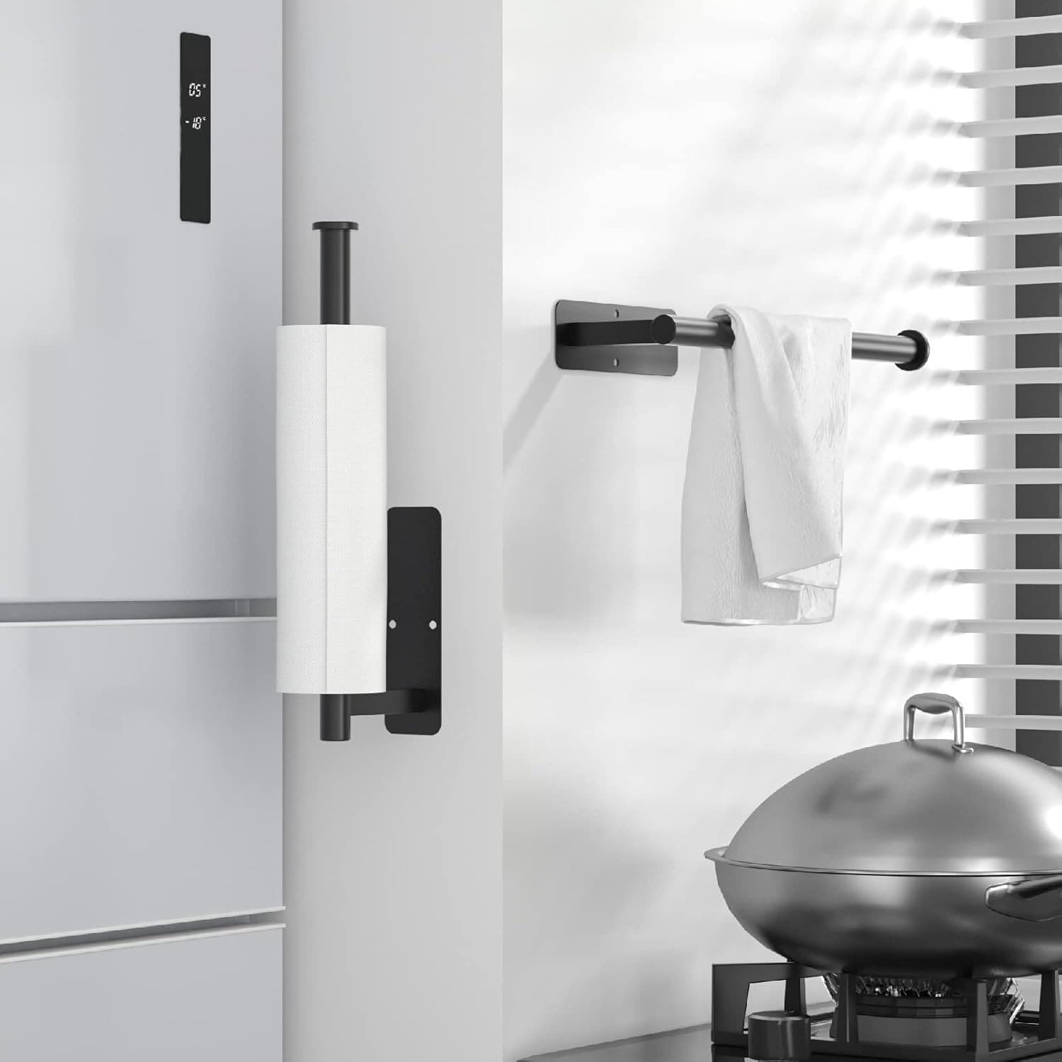 Self-Adhesive Paper Towel Holder Under Cabinet - Matte Black Stainless Steel 2" 4