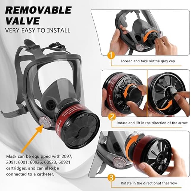Reusable Full Face Respirator Gas Mask with 40mm Activated Carbon Filter 6800 4