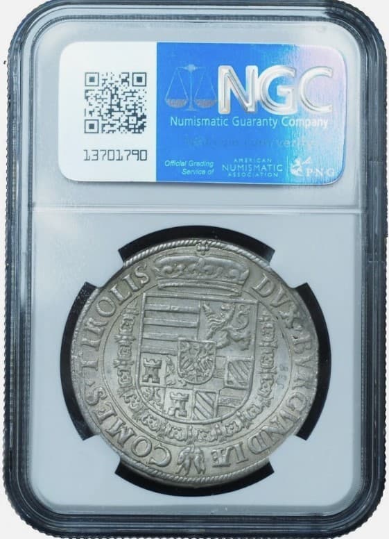 1564-95 Austria Hall Thaler or Taler Silver NGC MS63 GEM w/ HD Video - Beauty! 2