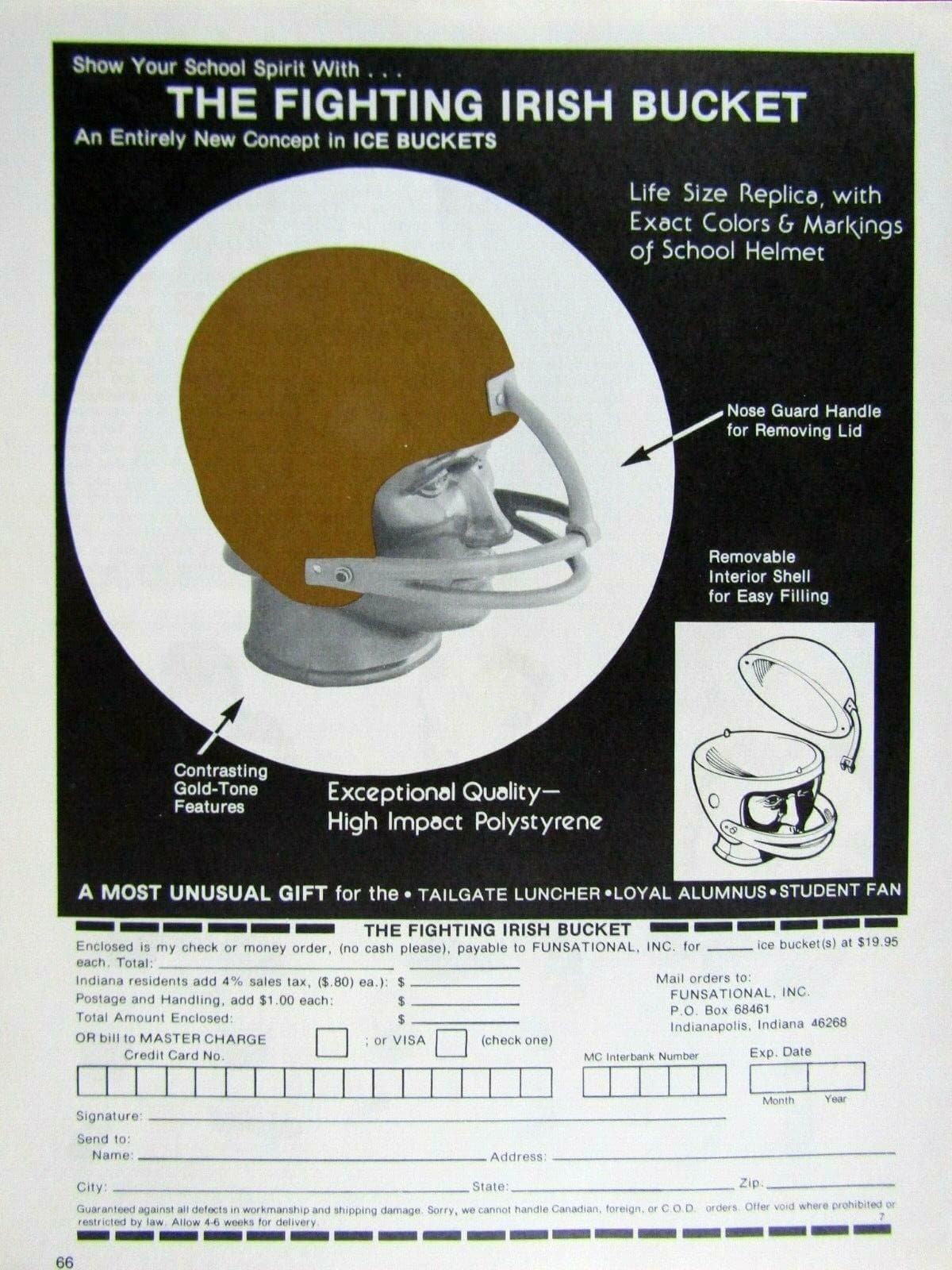 The Fighting Irish Ice Bucket 1978 Notre Dame Original 1977 Print Ad 8.5 x 11" 3
