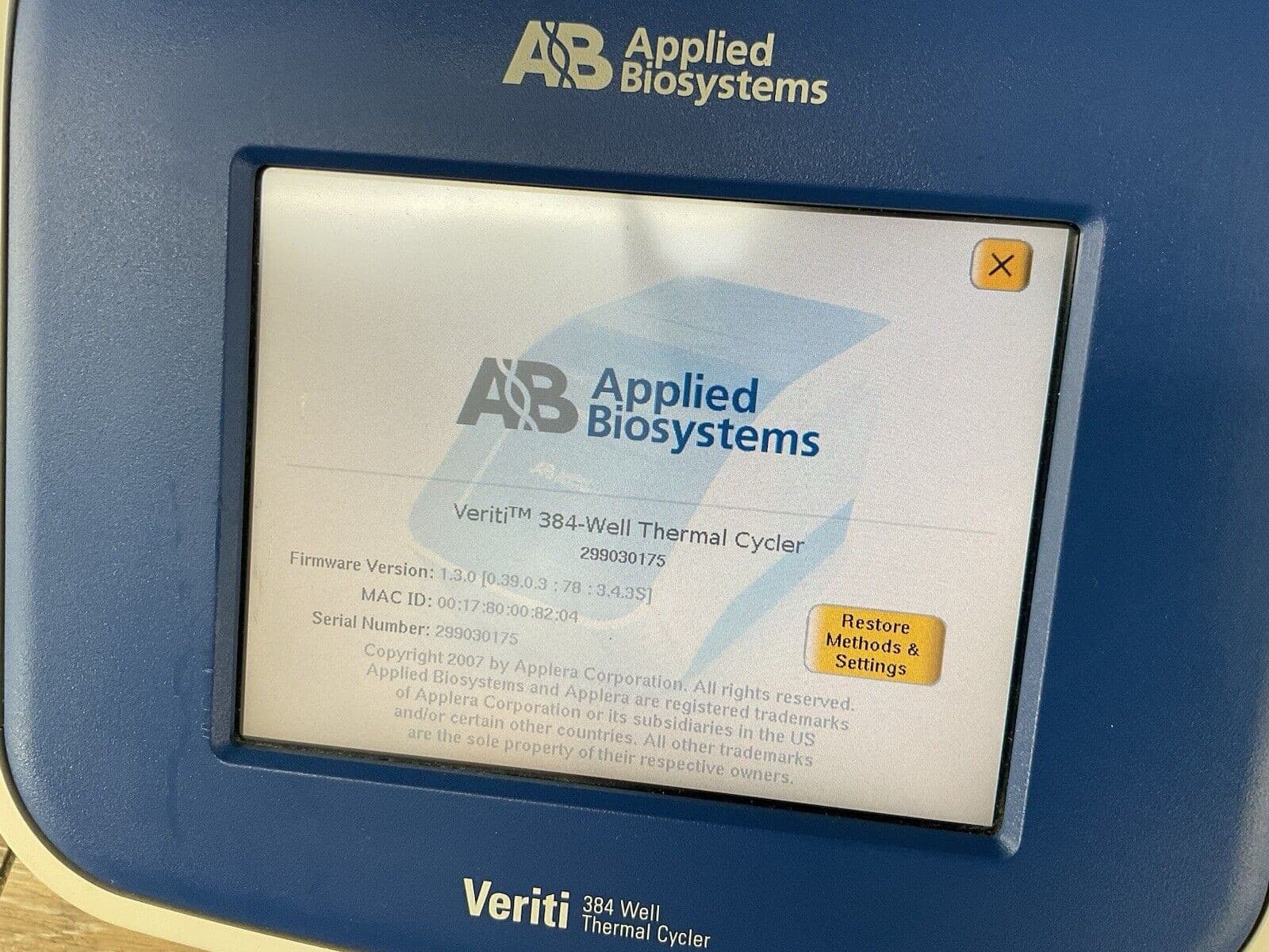 Applied Biosystems 384 Well Thermal Cycler 4388444 AB Real Time PCR System 3