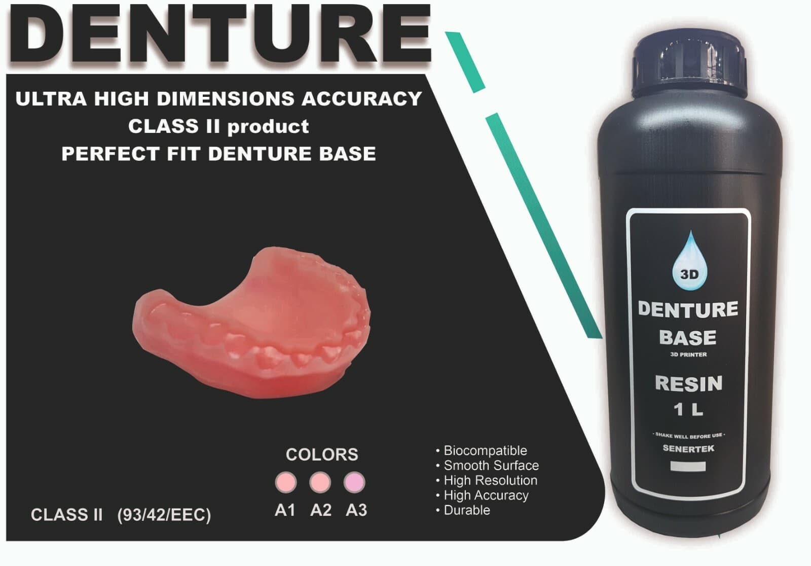 DLP SLA LCD  3d printer  denture base resin for manufacturing dentures 