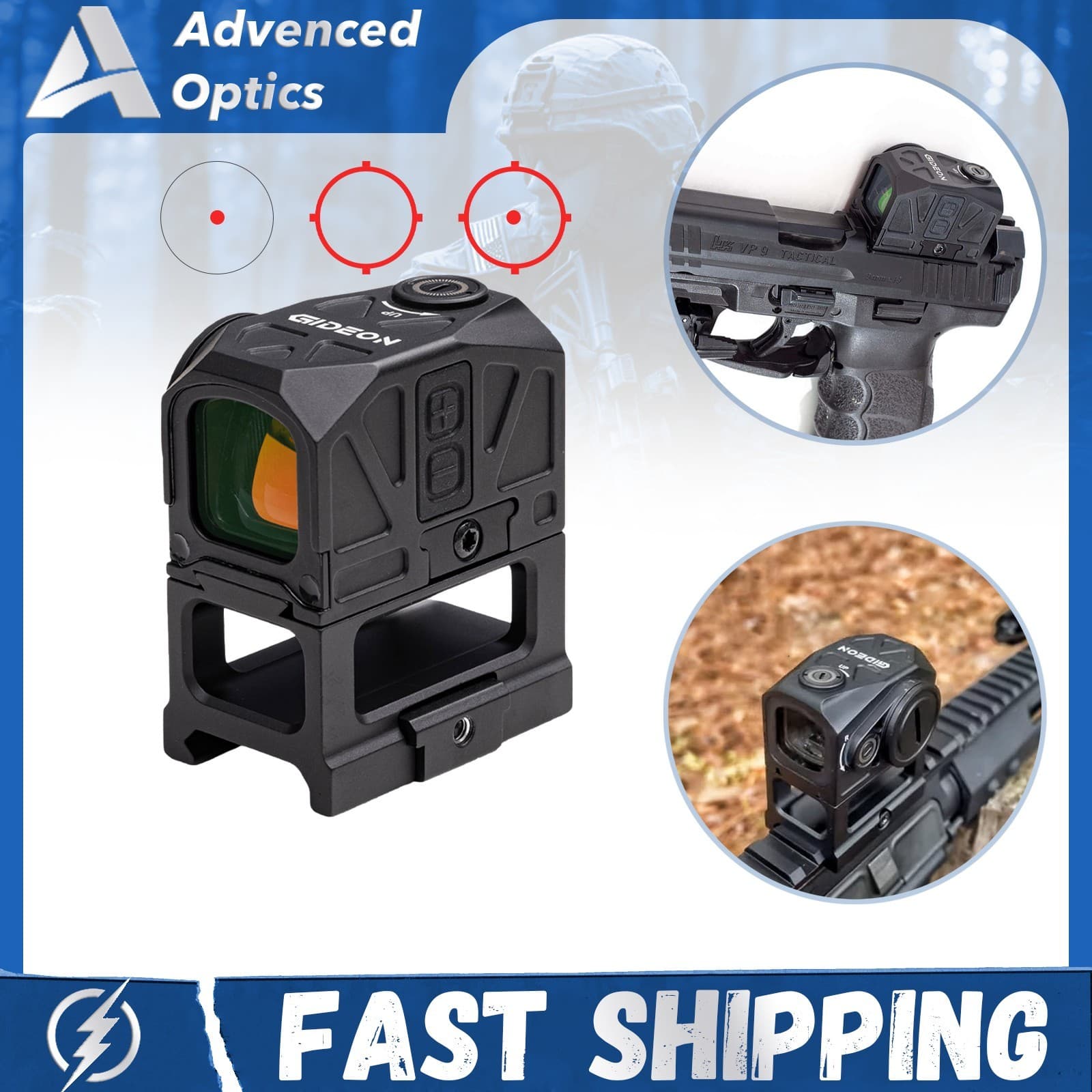 Gideon Mediator ACRO Footprint Red Multi-Reticle Dot Sight Enclosed Picatinny