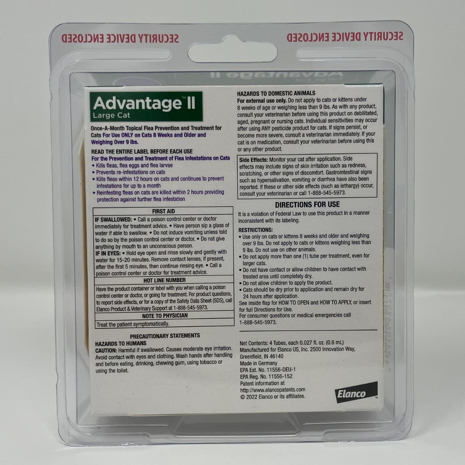 Advantage II for Cats over 9 lbs - 4 Pack - US EPA APPROVED - 4
