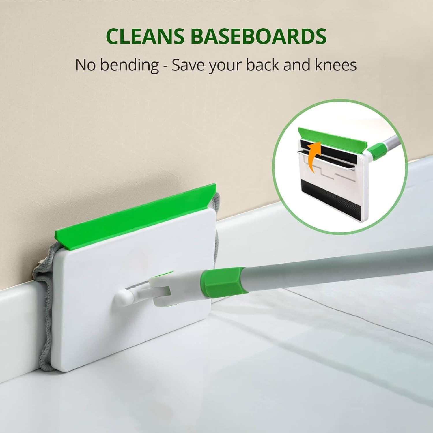 Baseboard Cleaner Tool with 4 Cleaning Pads for Walls ,Ceiling , Floor, Window 3