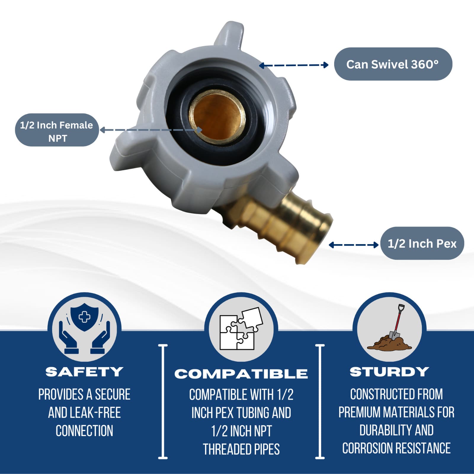 20 Pcs XFITTING 1/2" Pex X 1/2" Female Swivel Elbow, Pex Female Swivel Elbow 4